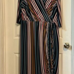 Lane Bryant Multicolor Striped Long Sleeve Dress